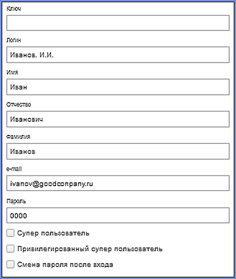 учетный данные пользователя